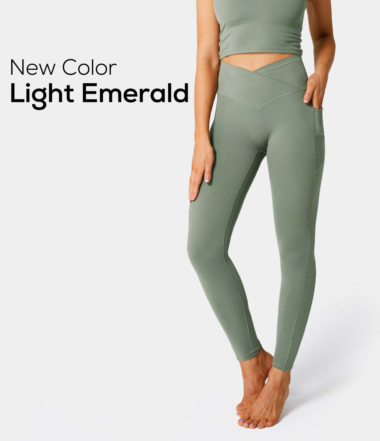 Cloudful® Crossover Pocket Plain 7/8 Leggings-xinru shop