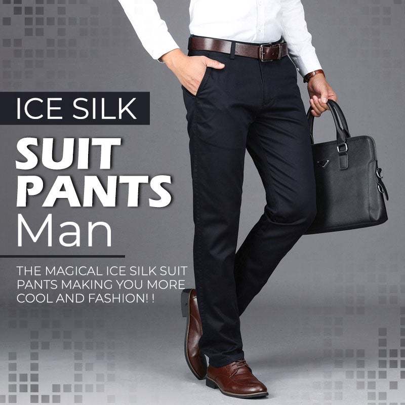 Men's Ice Silk  Summer Thin French Gentleman Non-Ironing Anti-Wrinkle Suit Pants-xinru