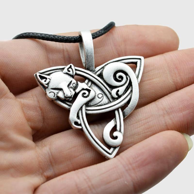 Viking Fox Triquetra Fenrir Animal Pendant Drop Earring Supernatural Amulet Knot-xinru