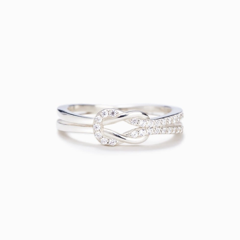 Delicate Sterling Silver Love Knot Ring Mother's Day Gift-xinru