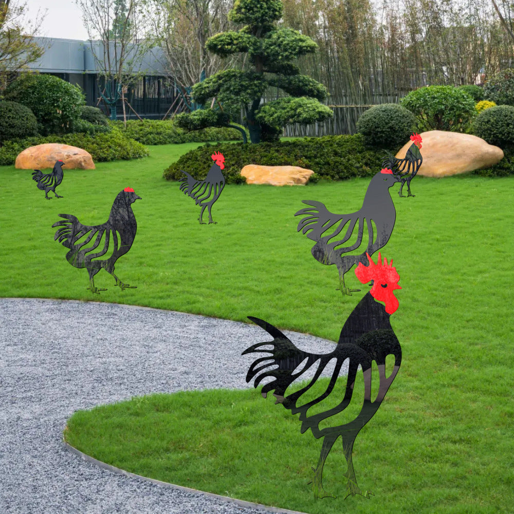 Rooster Shape Outdoor Garden Lawn Stake-xinru