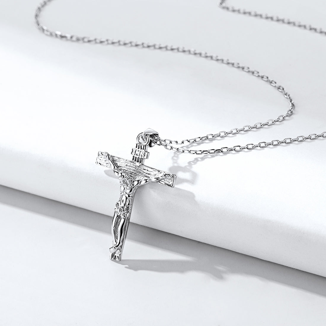 Sterling Silver Crucifix Cross Necklace Jesus Pendant For Men Women-xinru
