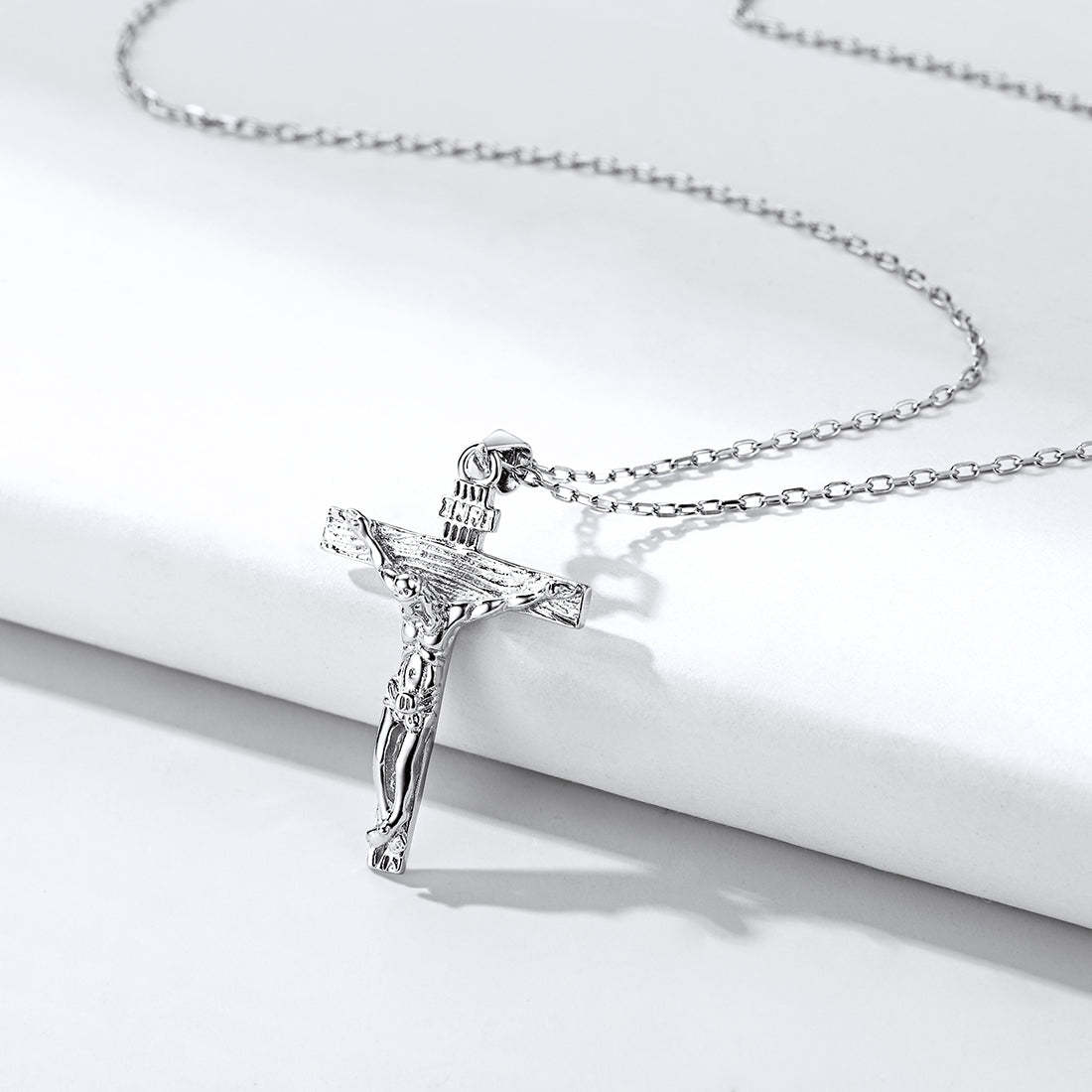 Sterling Silver Crucifix Cross Necklace Jesus Pendant For Men Women-xinru