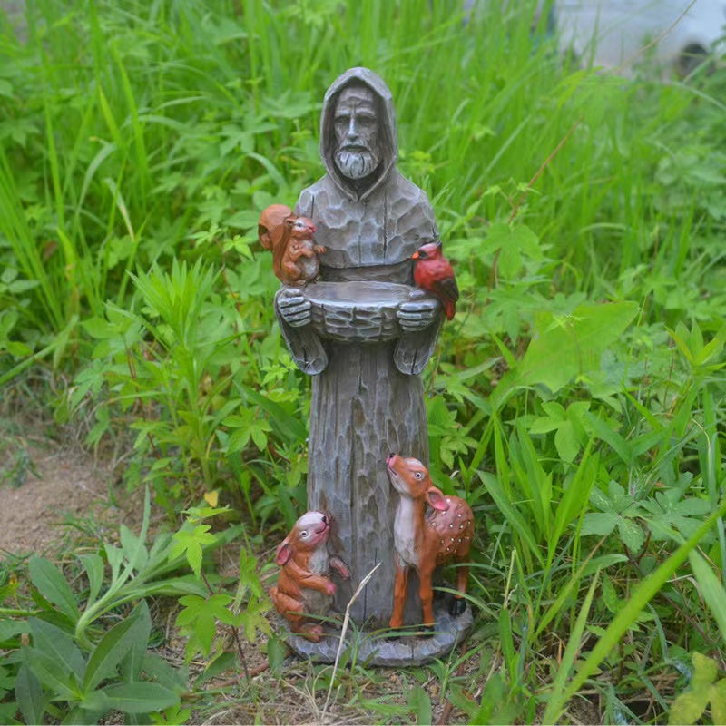 St. Francis And Friends Garden Statuary  Bird Feeder-xinru