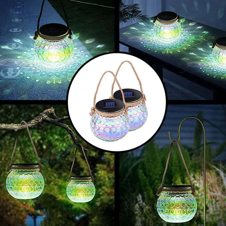 Solar Cracked Glass Bottle LED Outdoor Decorative Hanging Light-xinru
