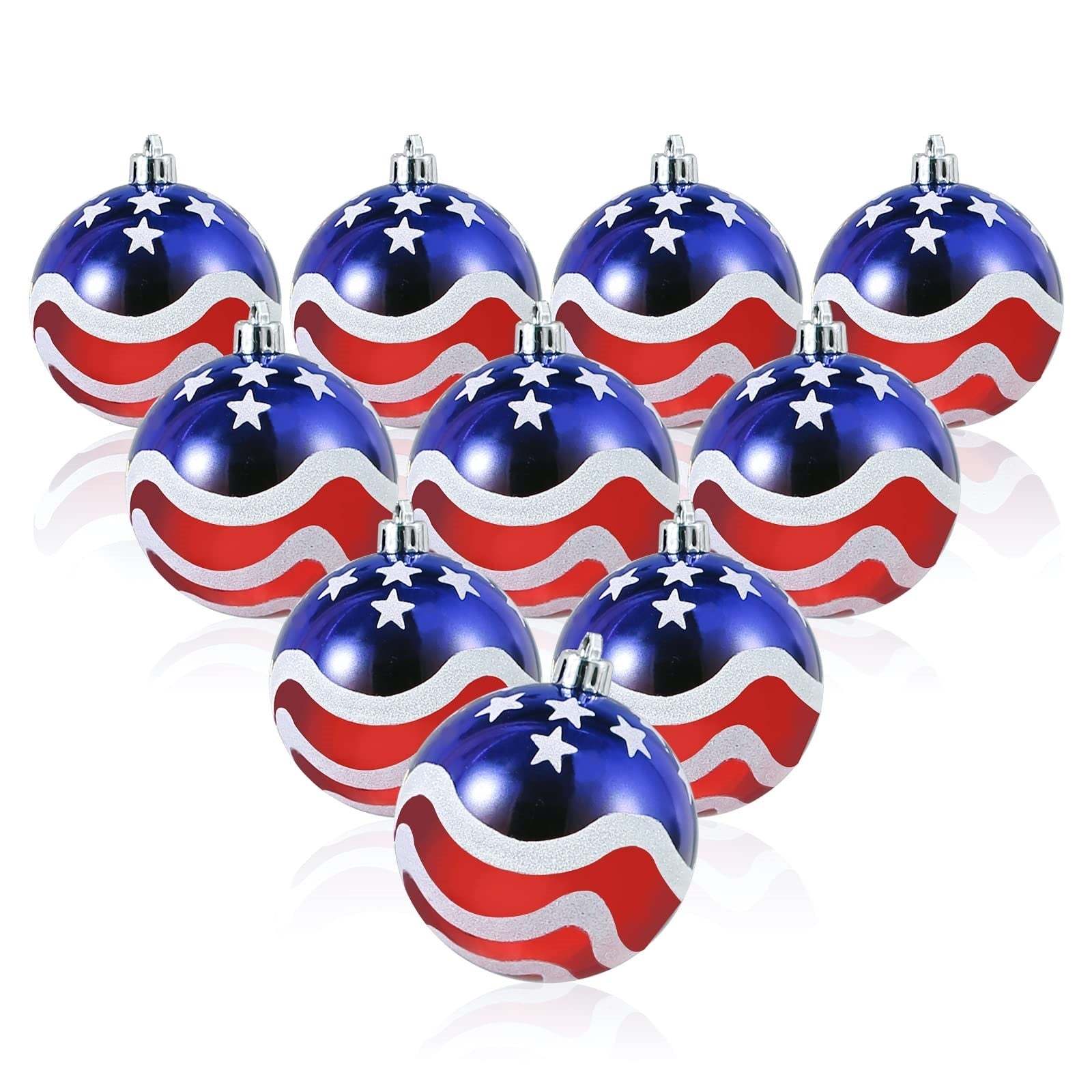 AMS 4th of July Independence Day Large Balls Ornaments Patriotic Bauble American Flag for Memorial Day Decorations (2.75'')-xinru shop