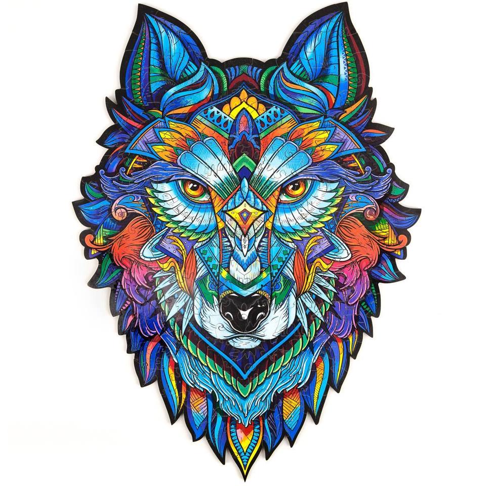Wooden Jigsaw Puzzle Majestic Wolf With Box-xinru