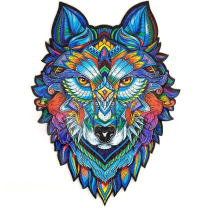 Wooden Jigsaw Puzzle Majestic Wolf With Box-xinru