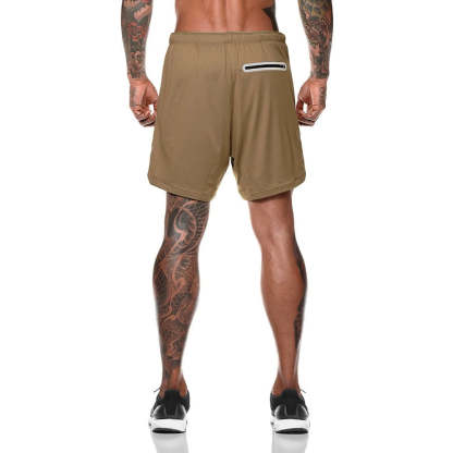 Men Drawstring Waist Sports Shorts With Phone Pocket-xinru