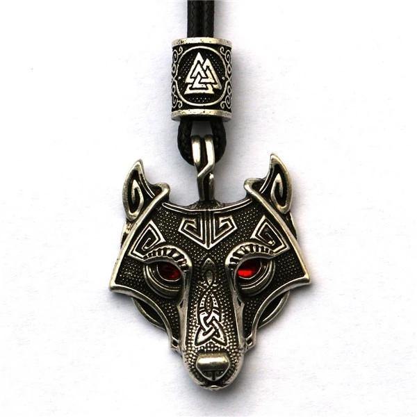 Men's Stainless Steel Norse Viking Wolf Pendant Necklace-xinru