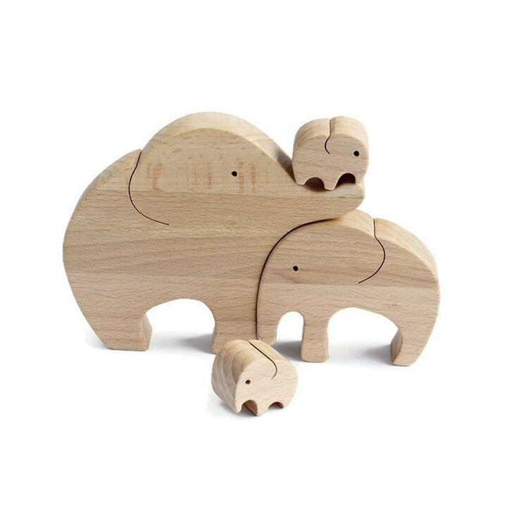 Mother's Day GiftElephant Mother And Child Wooden Ornament-xinru