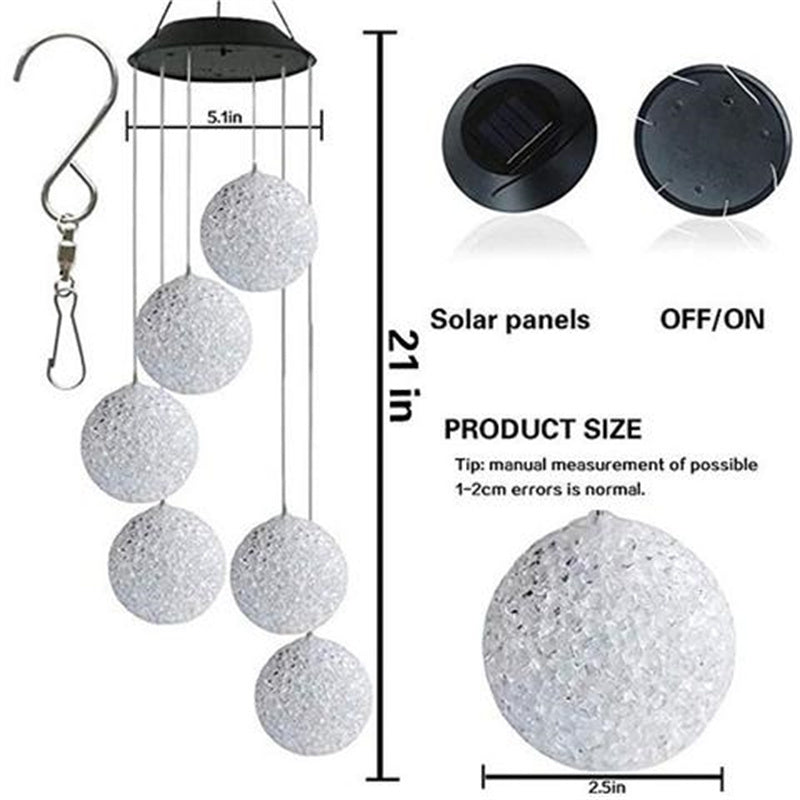 Solar Powered Color Changing Crystal Ball Wind Chime-xinru
