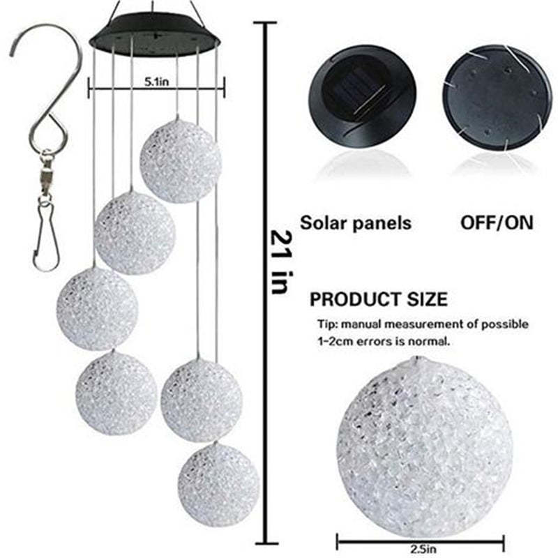 Solar Powered Color Changing Crystal Ball Wind Chime-xinru
