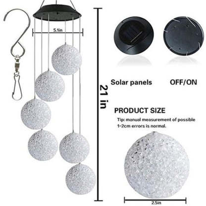 Solar Powered Color Changing Crystal Ball Wind Chime-xinru