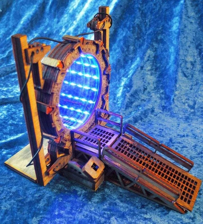 Galaxy Gate Bookend Creative Stargate Bookends for Led Time Tunnel Magical Woode-xinru