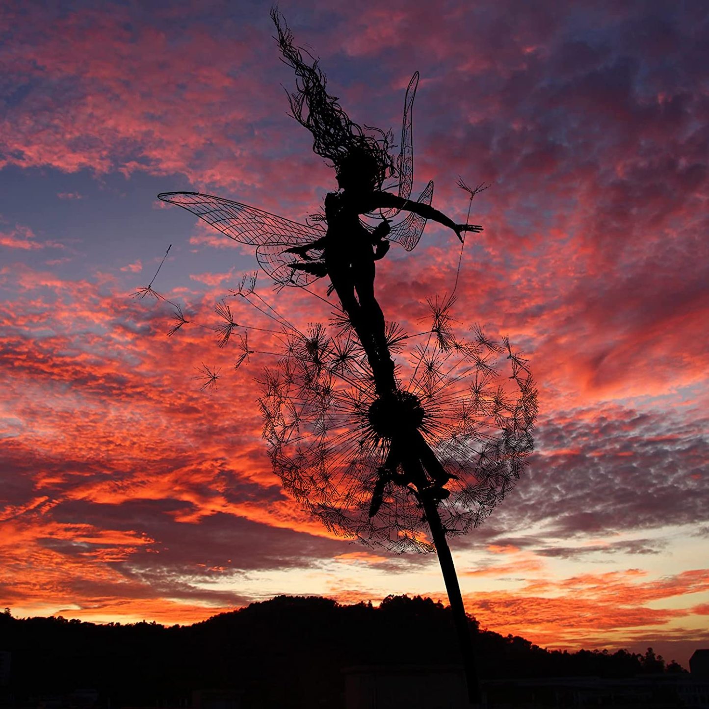 Metal Garden Decorative Stake Fairies Dandelions Dance Together-xinru