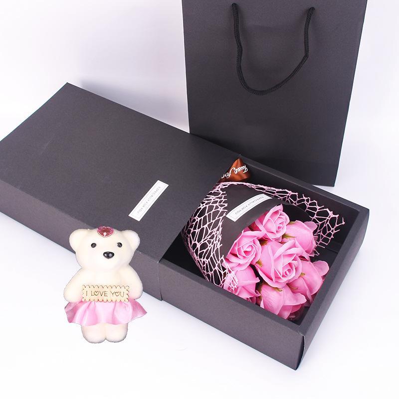 Rose Teddy Bear Bouquet Enchanted Soap Flower-xinru