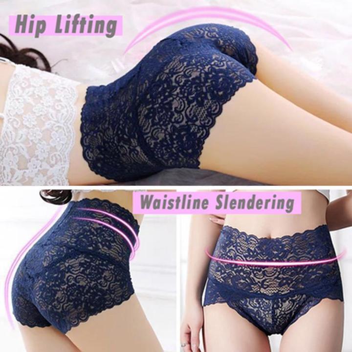 Women Seamless Lace Panties Breathable High Waist Butt Lift Briefs Underwea-xinru