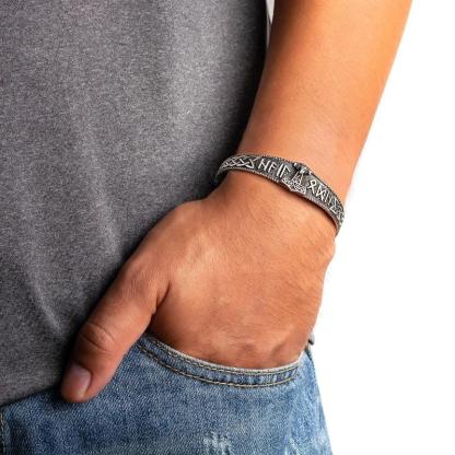 Hail Odin Mjolnir Bangle - Sterling Silver-xinru shop