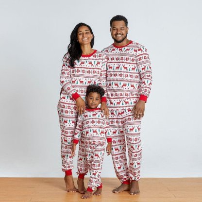 Plus Size Christmas Reindeer and Snowflake Patterned Family Matching Pajamas Sets-xinru shop