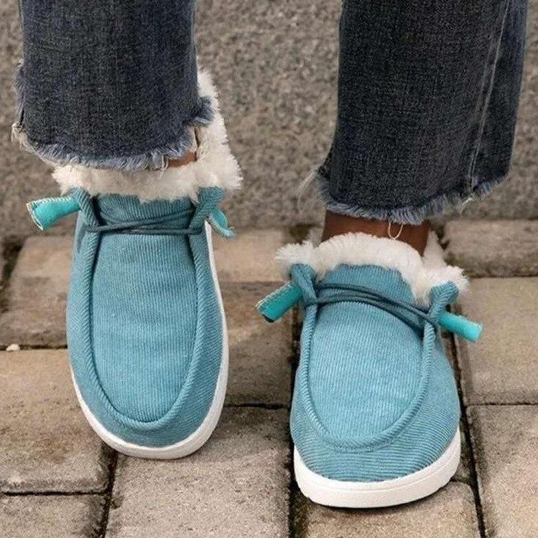Plush Lined Corduroy Snow Boots-xinru shop