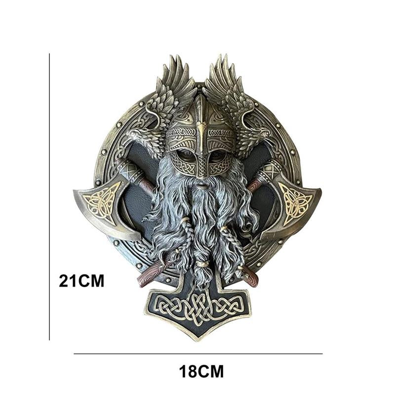 Norse Viking Berserker Warrior Wall Plaque Sculpture Home Art Decor Statue-xinru