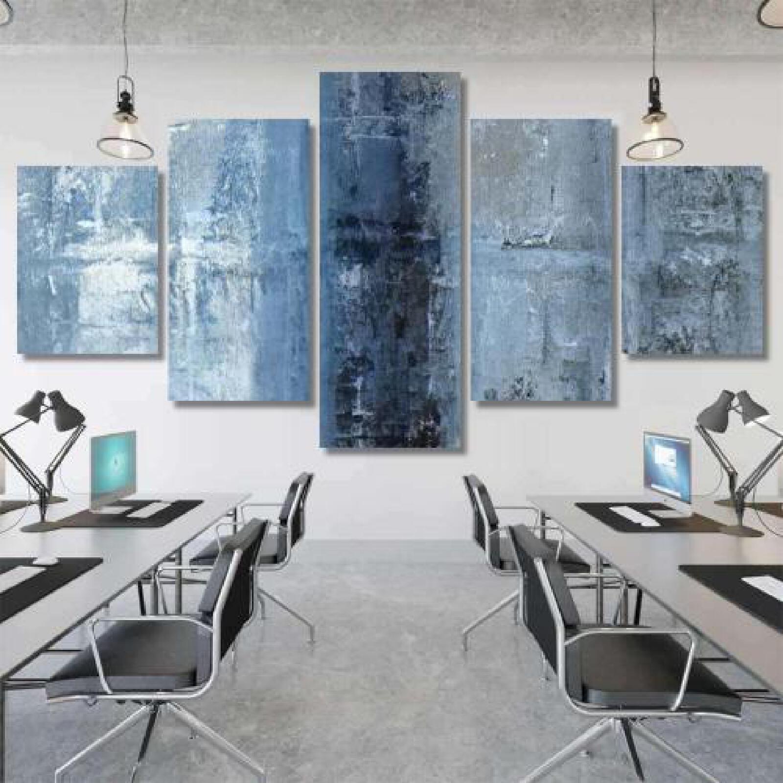 Blue Grey Abstract Art-xinru shop