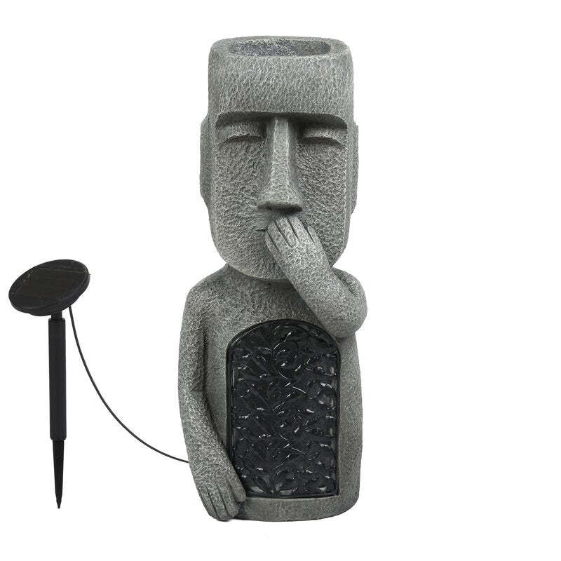 See Hear Speak Gray Mgo Set 3 Garden Easter Solar Statues-xinru