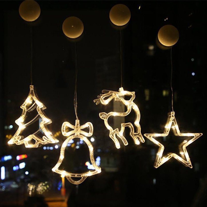 Christmas Lights LED Window Sucker Lamp Battery-Operated for Window Decorations-xinru shop