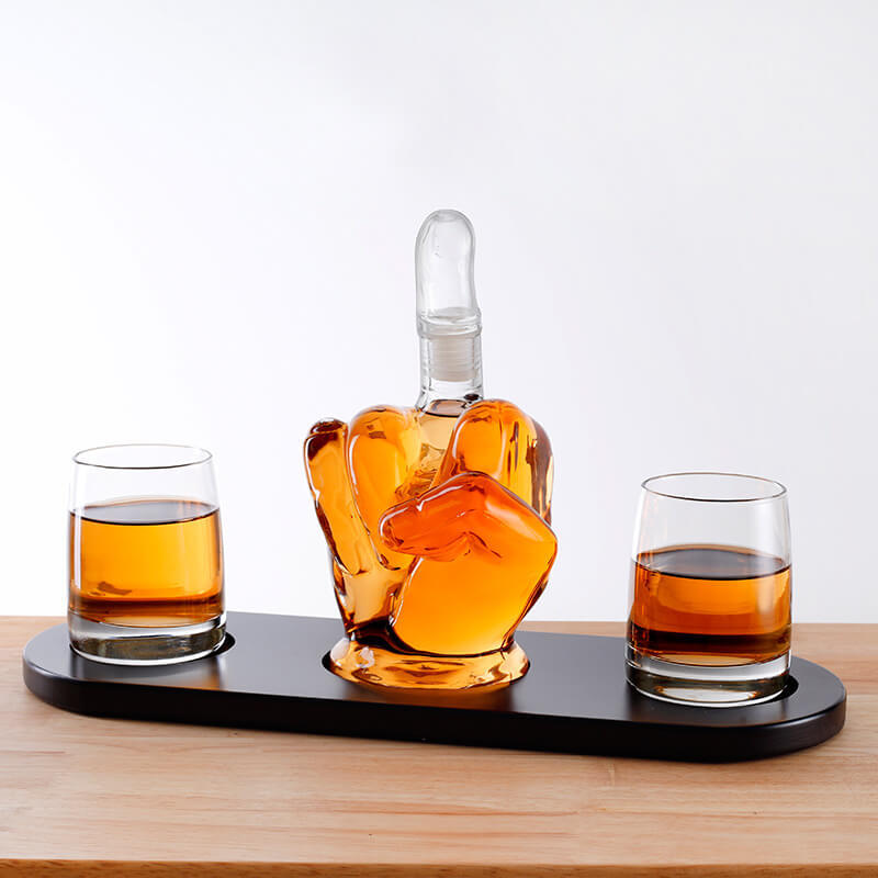 Middle Finger Whiskey Wine Decanter With 2 Glasses Set-xinru