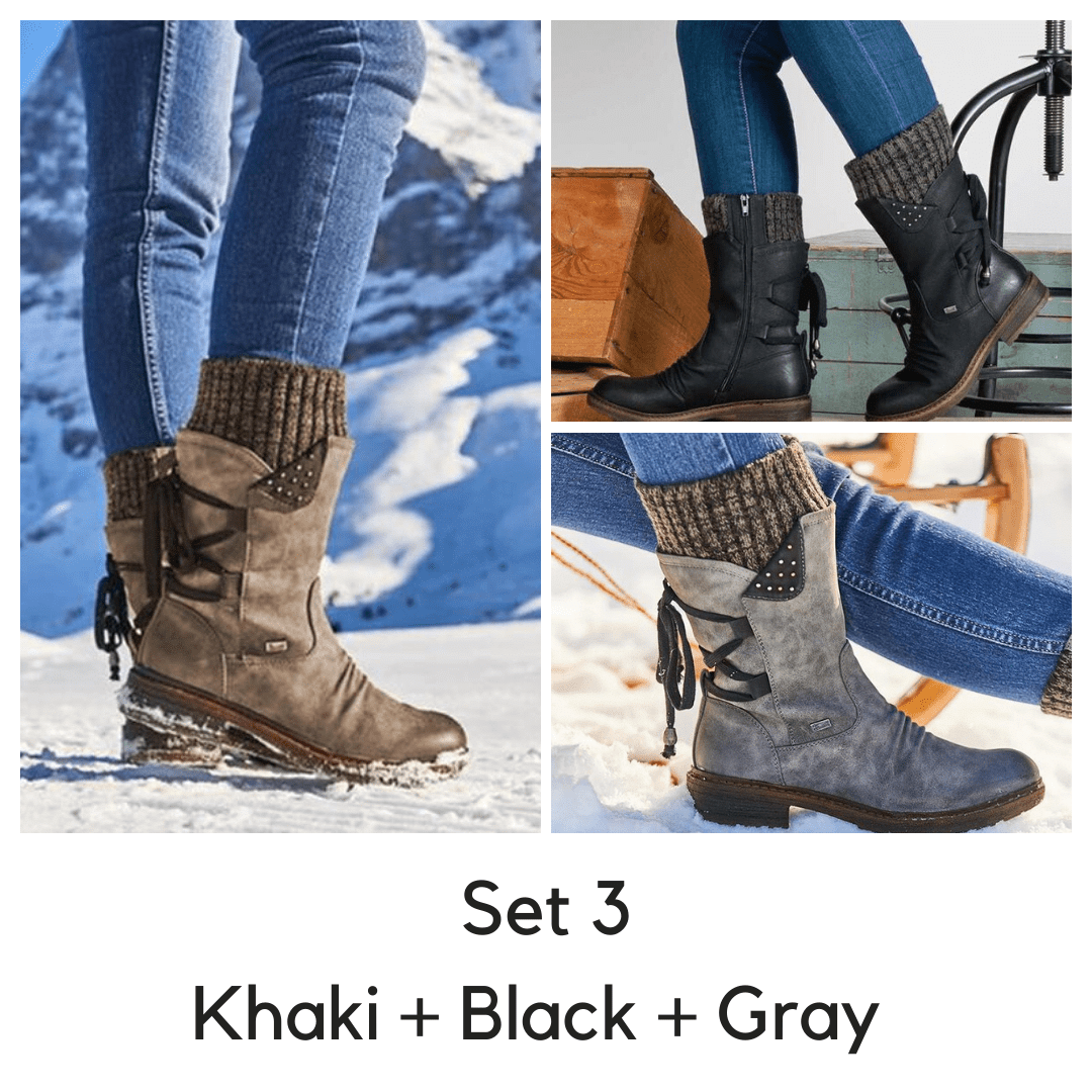 Women's Winter Warm Back Lace Up Snow Boots, 6 Colors-xinru shop