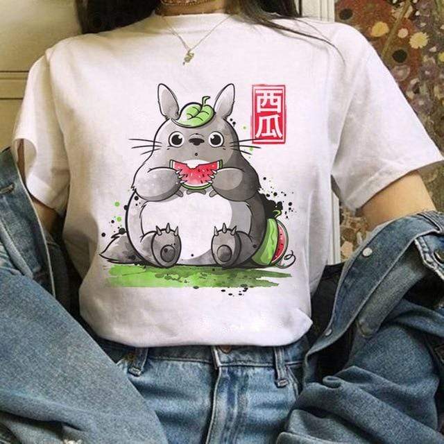 Totoro Studio Ghibli Harajuku Kawaii T-Shirt For Women Ullzang Miyazaki Hayao Tshirt-xinru