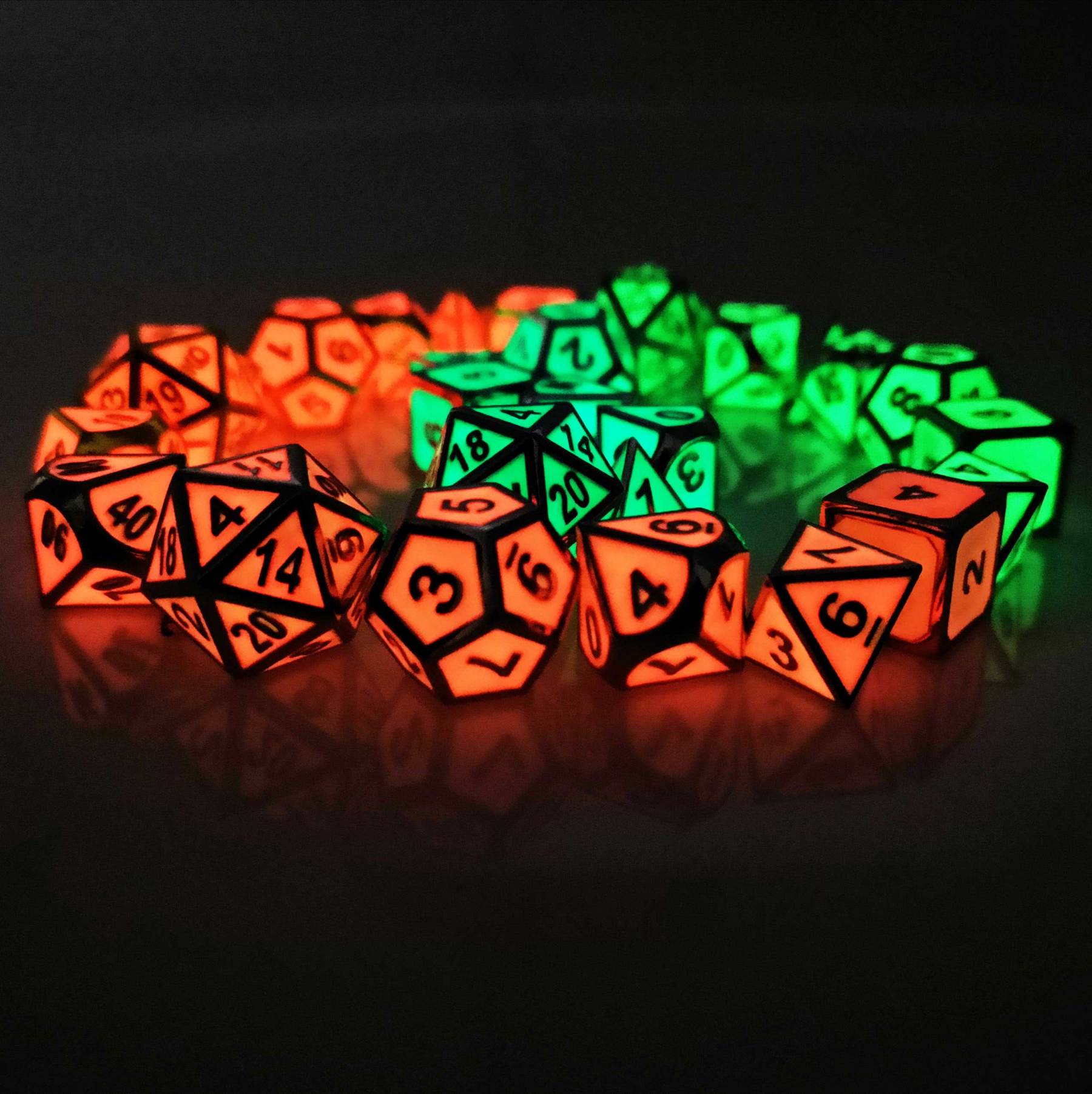 Glow In The Dark Metal Polyhedral Dice Set-xinru