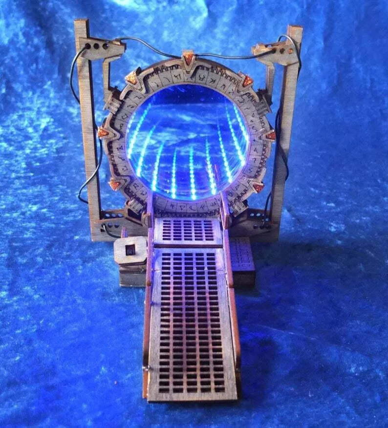 Galaxy Gate Bookend Creative Stargate Bookends for Led Time Tunnel Magical Woode-xinru