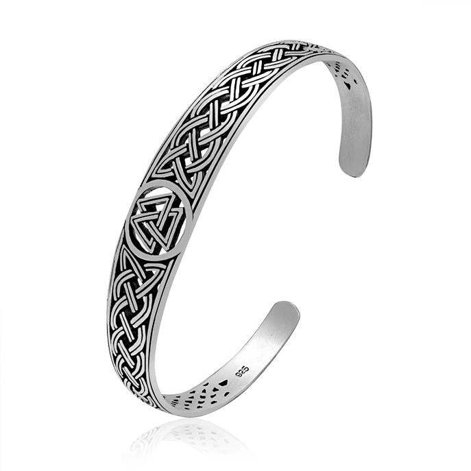 Valknut Bangle - Sterling Silver-xinru shop