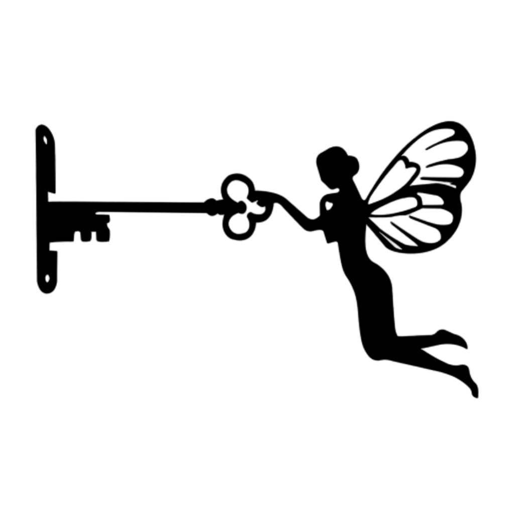 Metal Iron Rustic Sitting Fairy Silhouette Garden Home Wall Art Sculpture