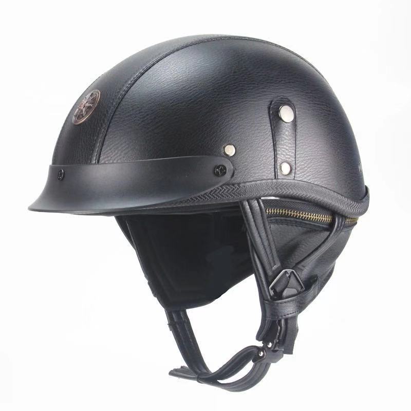 Leather Vintage Motor Helmet-xinru shop