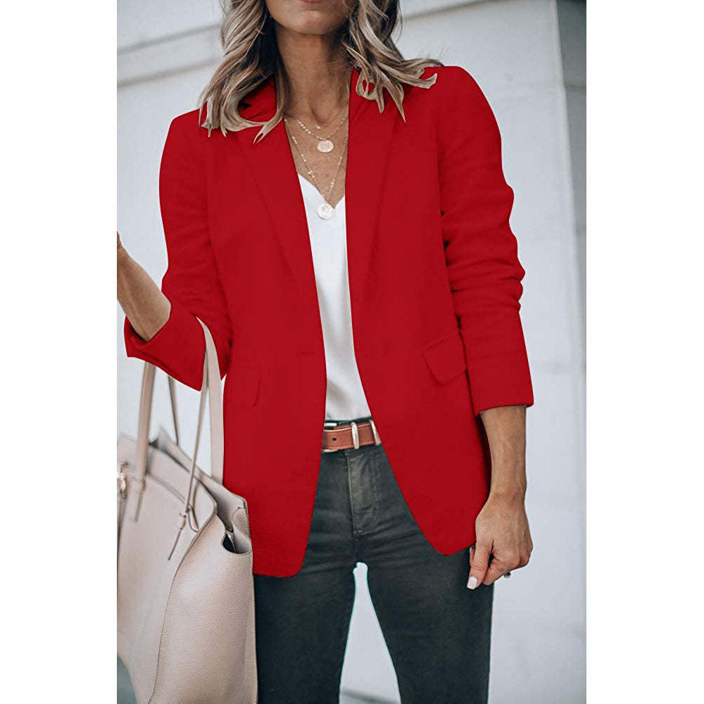Ladies Casual Office Cardigan Long Sleeve Blazer-xinru