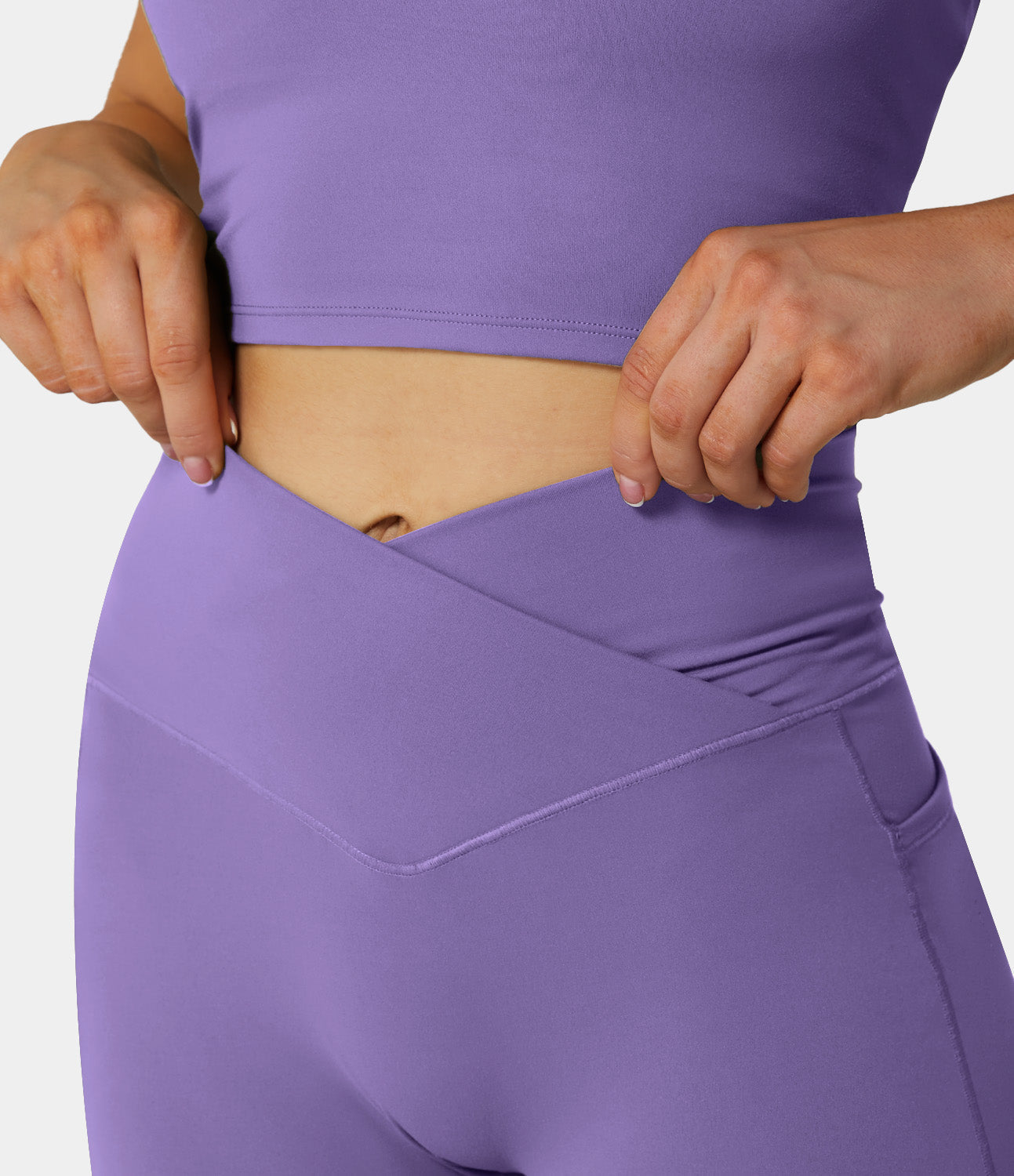 Cloudful® Crossover Pocket Plain 7/8 Leggings-xinru shop