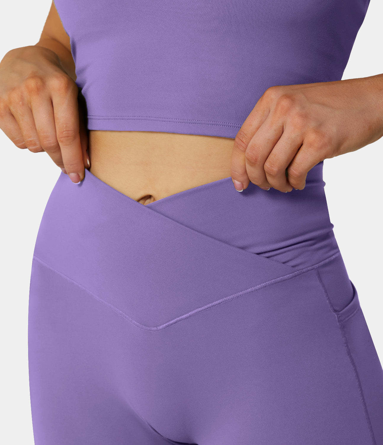 Cloudful® Crossover Pocket Plain 7/8 Leggings-xinru shop