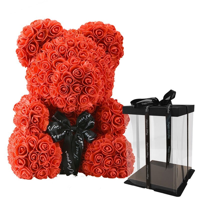 Luxury Rose Bear With Gift Box 25cm-xinru shop