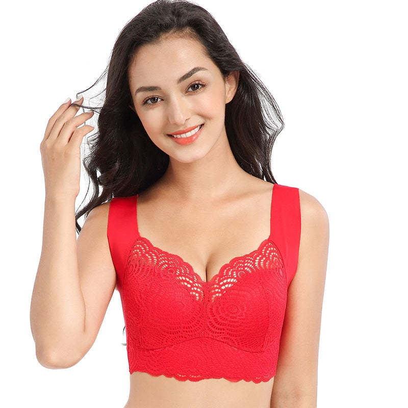 Stretch Full-Figure Seamless Lace Cut-Out Bra-xinru