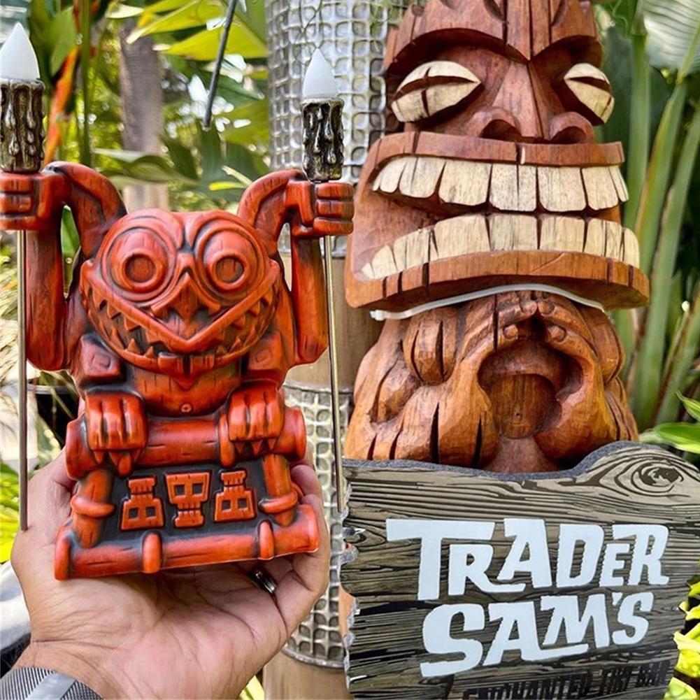 Retro Tiki Figure Statue Hawaii Totem Outdoor Resin Garden Decoration-xinru