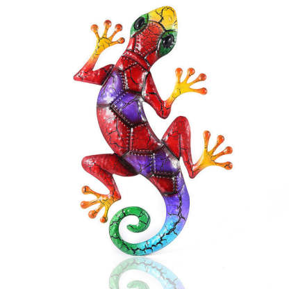 Metal Hollowed Gecko Home Wall Decor Lizard Sculpture Crafts Art Ornaments-xinru