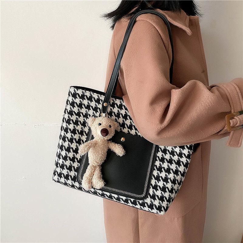 大容量キャンバスバッグベアトートバッグ-xinru shop