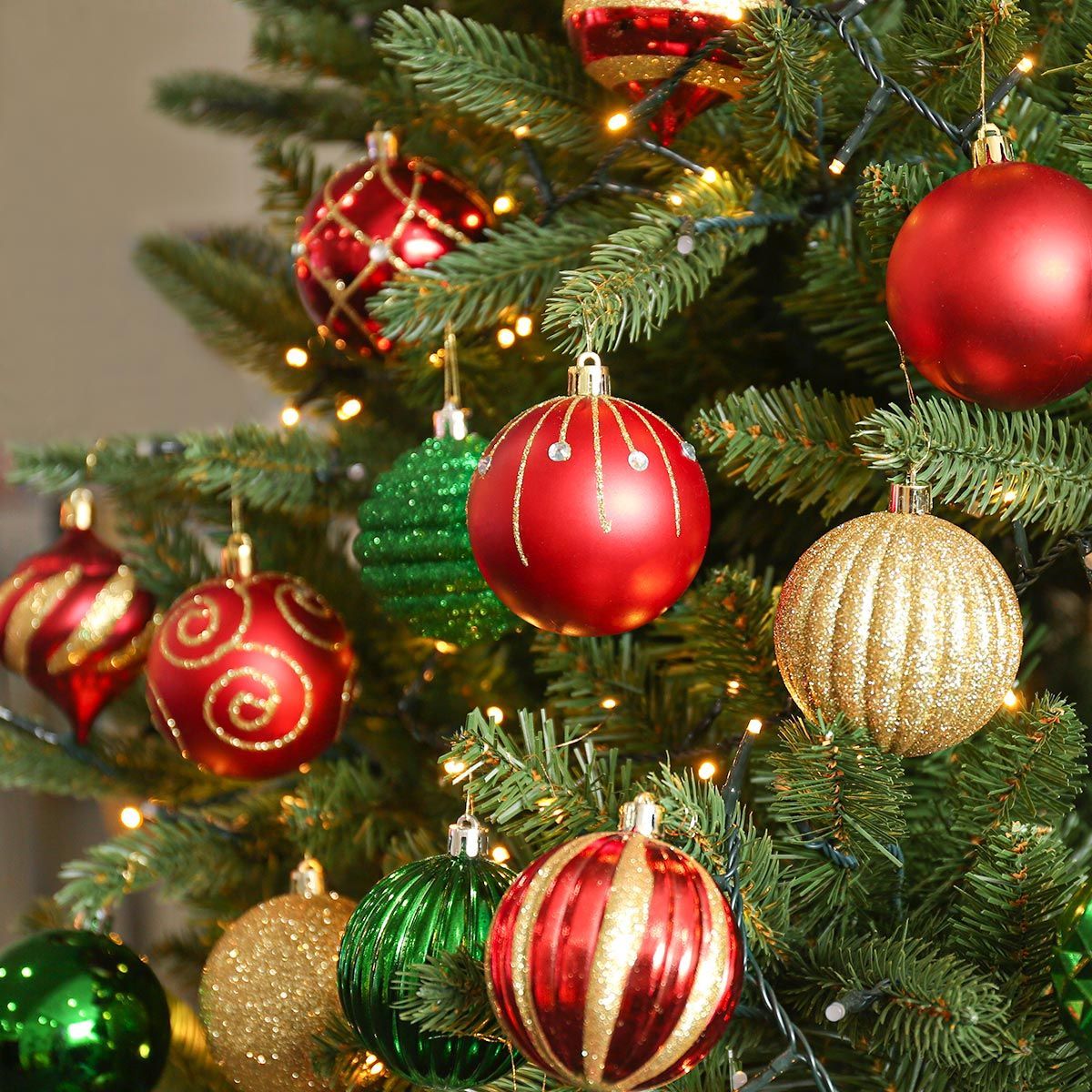 Red And Gold Christmas Tree Baubles Christmas Ball Ornaments, Set of 30-xinru shop