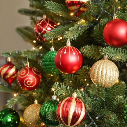 Red And Gold Christmas Tree Baubles Christmas Ball Ornaments, Set of 30-xinru shop