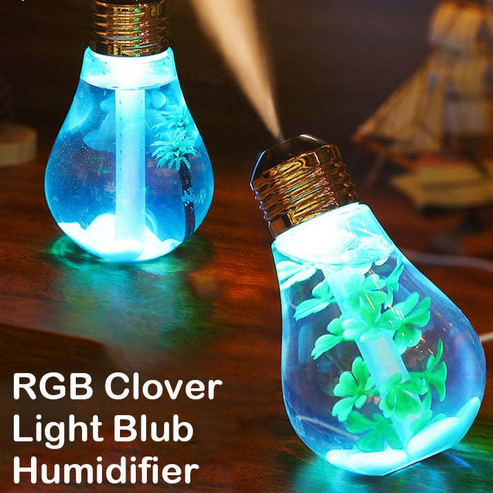 Lucky Clover Color Changing  Light Bulb Shaped Humidifier-xinru