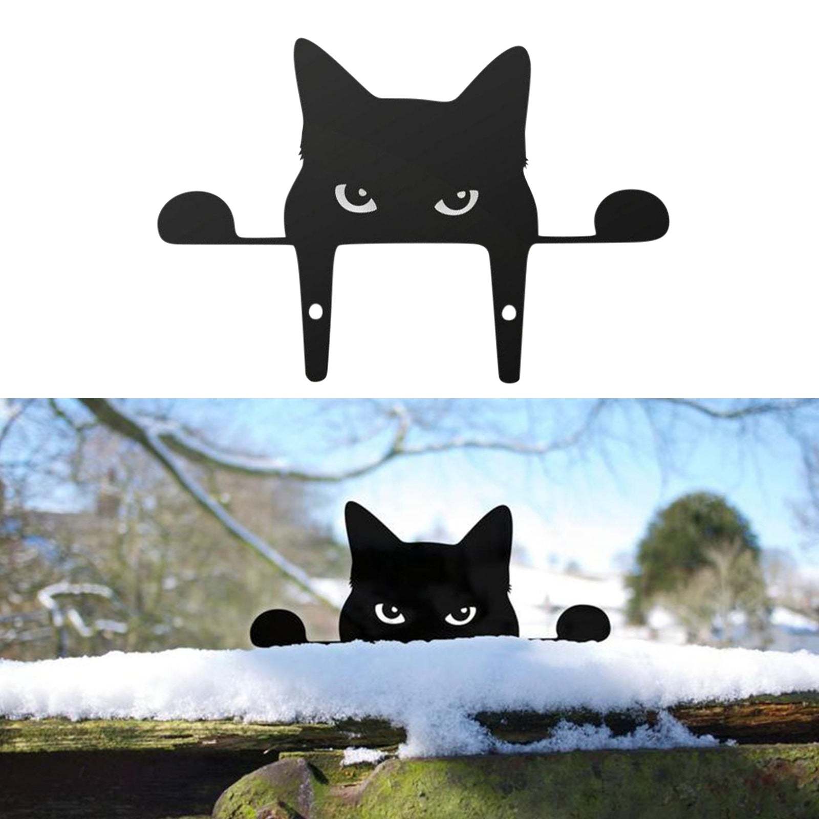 Black Cat Sculpture Gifts Lawn Ornament Metal Peeping Cat Cats Yard Sculpture-xinru