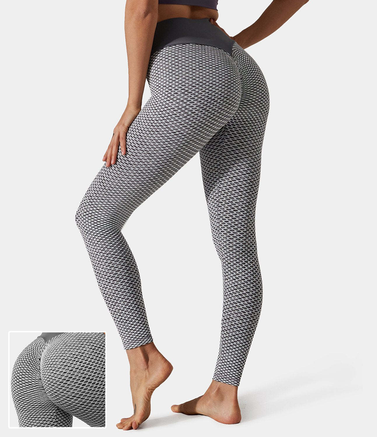 High Waisted Butt Lifting Honeycomb Leggings-xinru shop